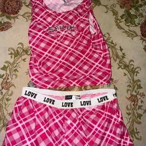 Pink Plaid Tank and Shorts Set